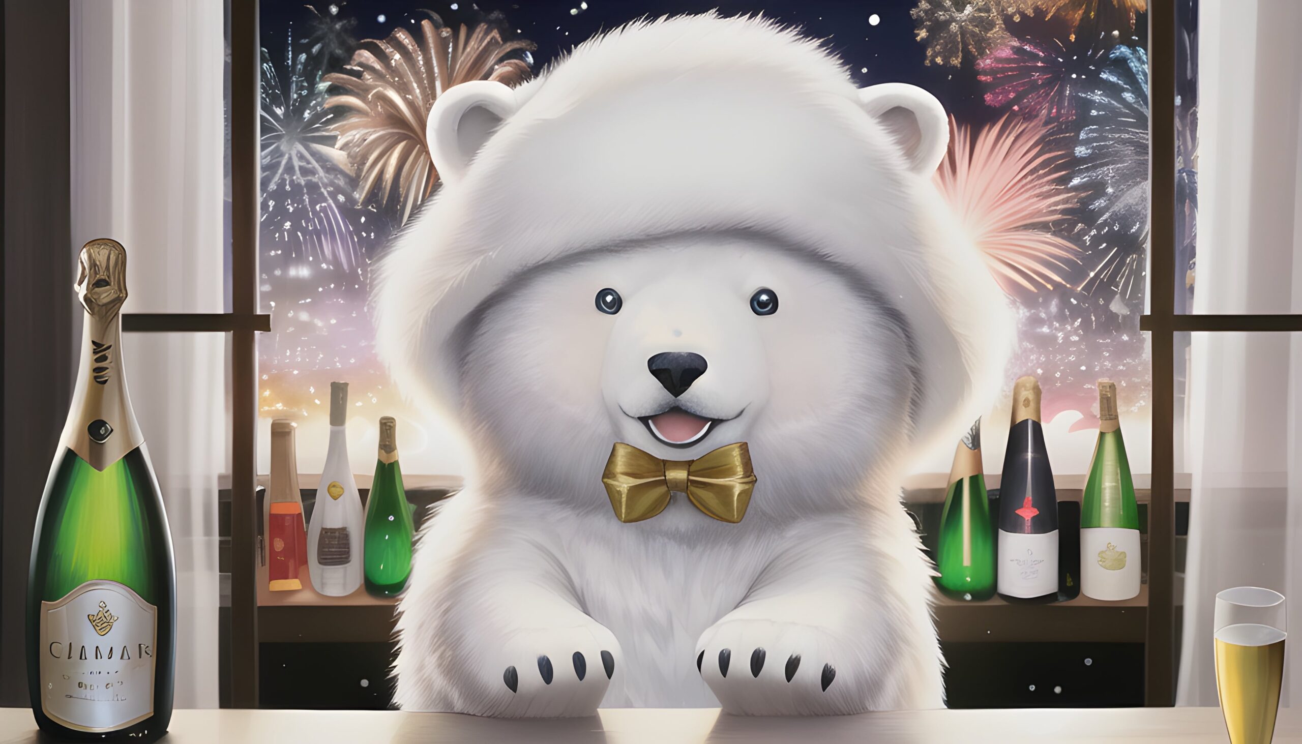 Baby Polar Bear at the New Year's Eve Bar