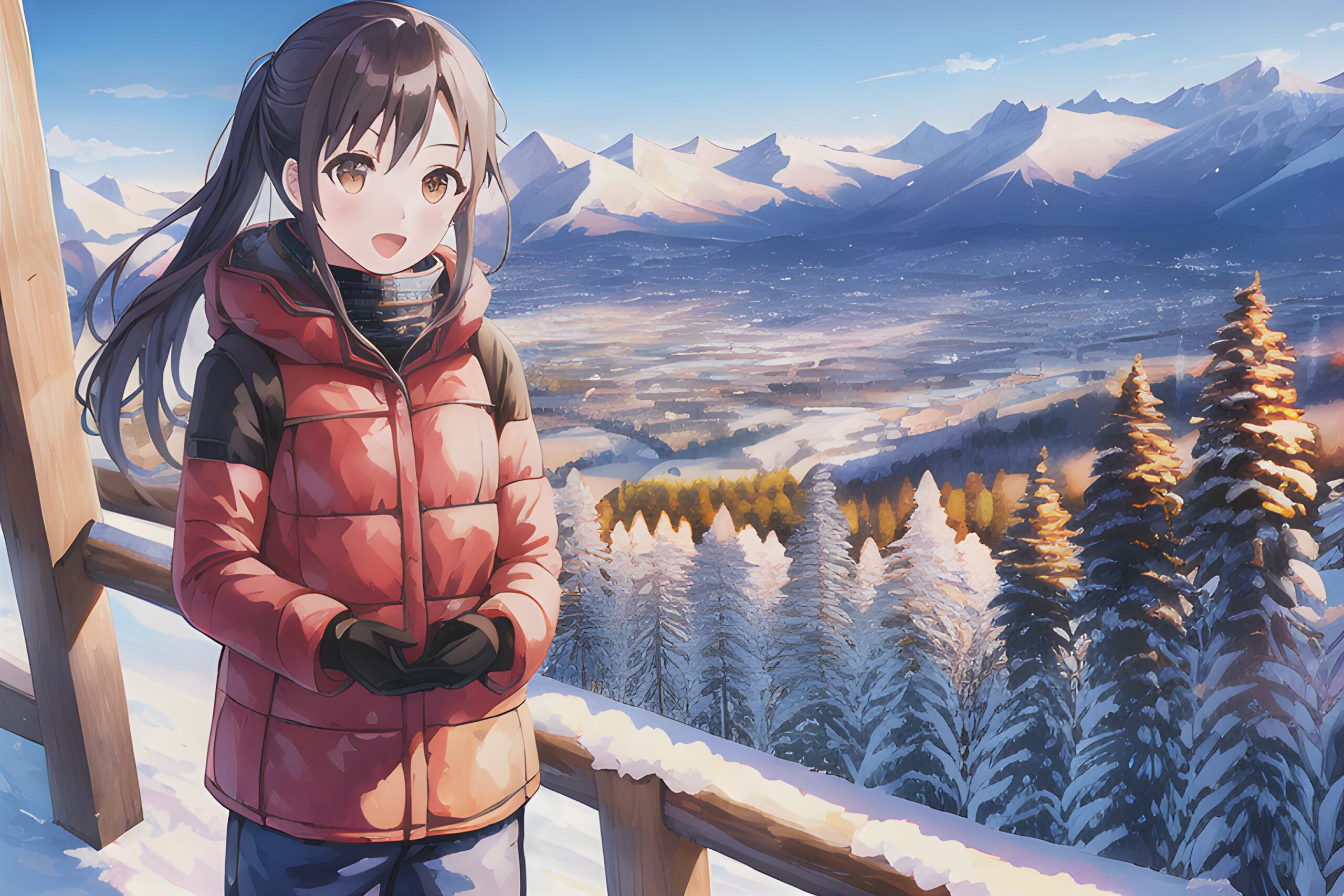Red Jacket Winter Girl