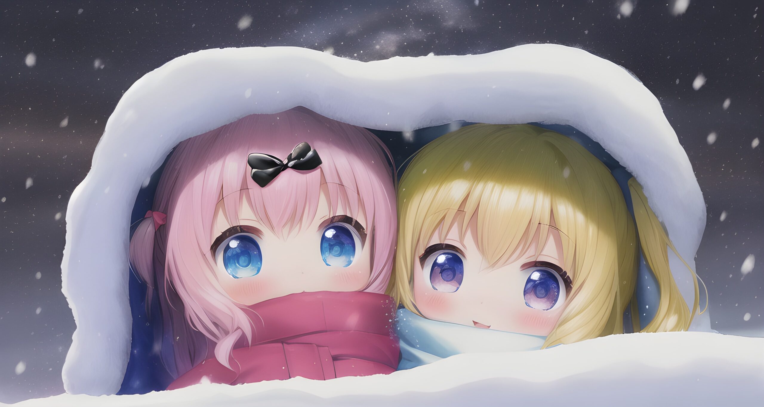 Chibi Chica and Ai under a Snow blanket