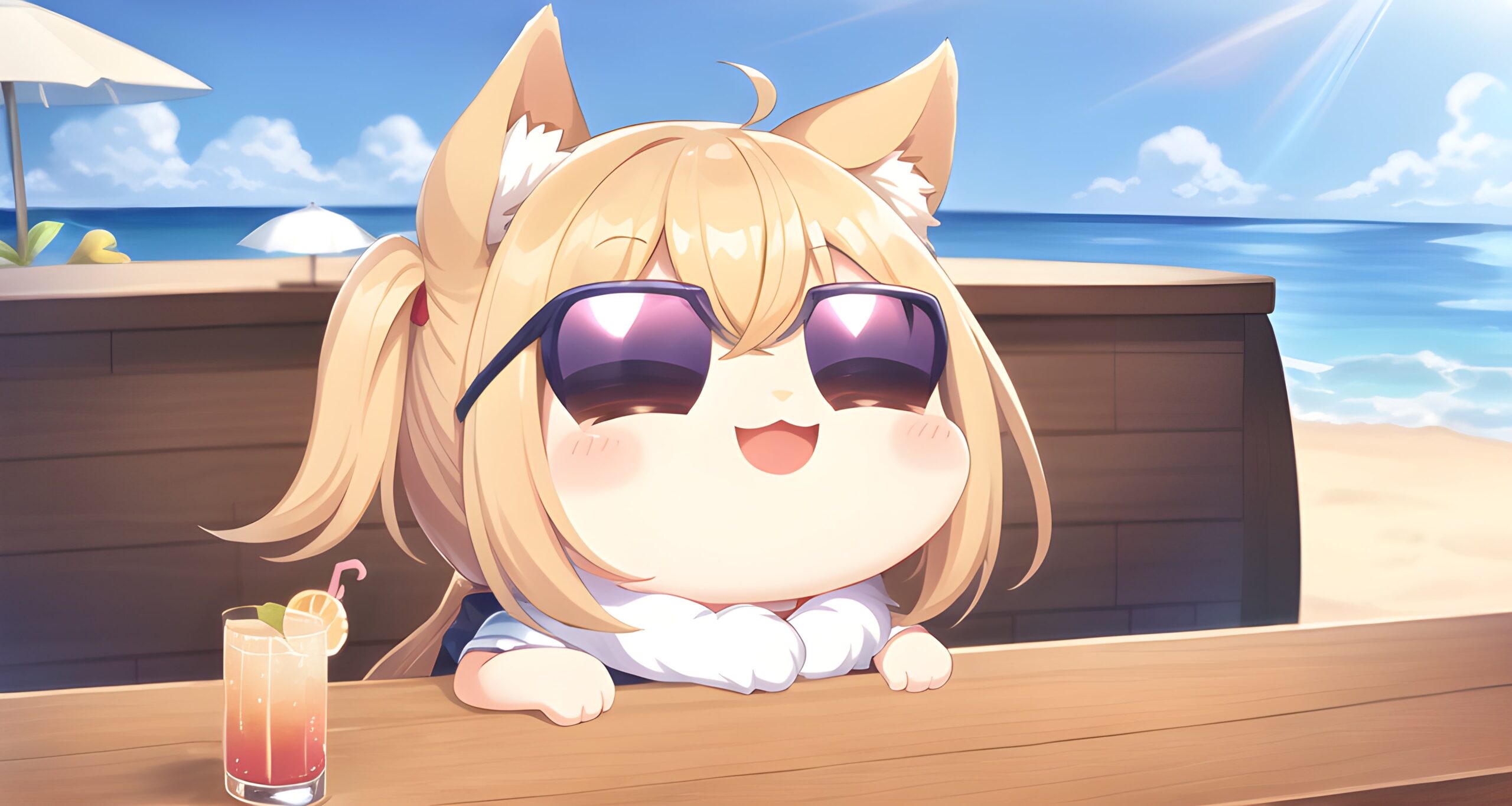 Wolfgirl relaxing at the Beach