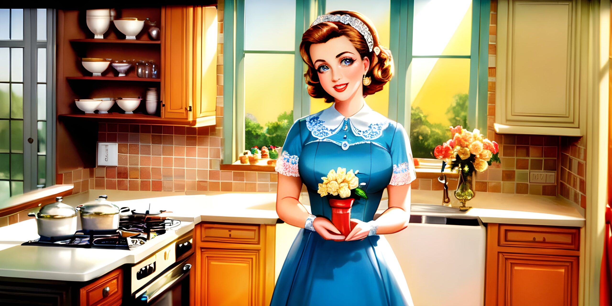 1950s Traditional Housewife in the kitchen
