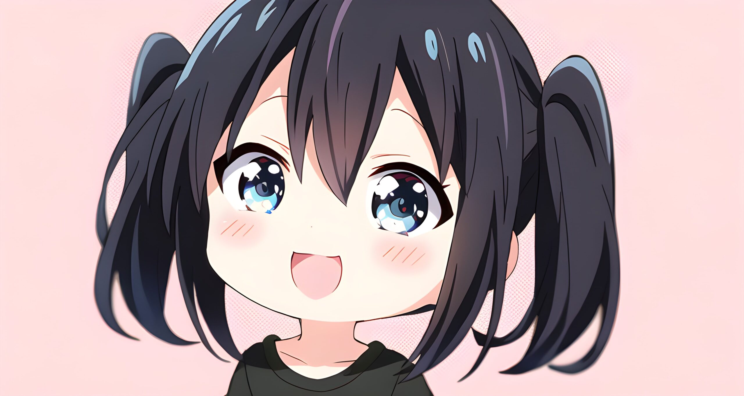Happy chibi girl with pigtails