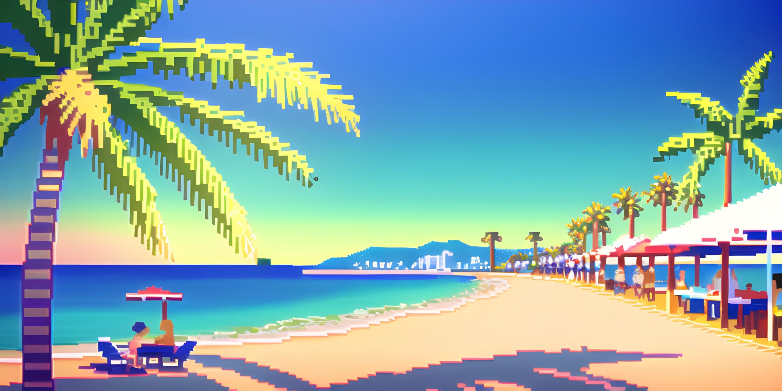 16-Bit Pixel Art Californian Beach