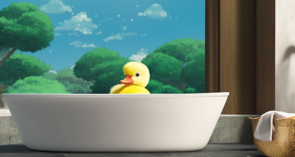 Tiny duck in a bowl