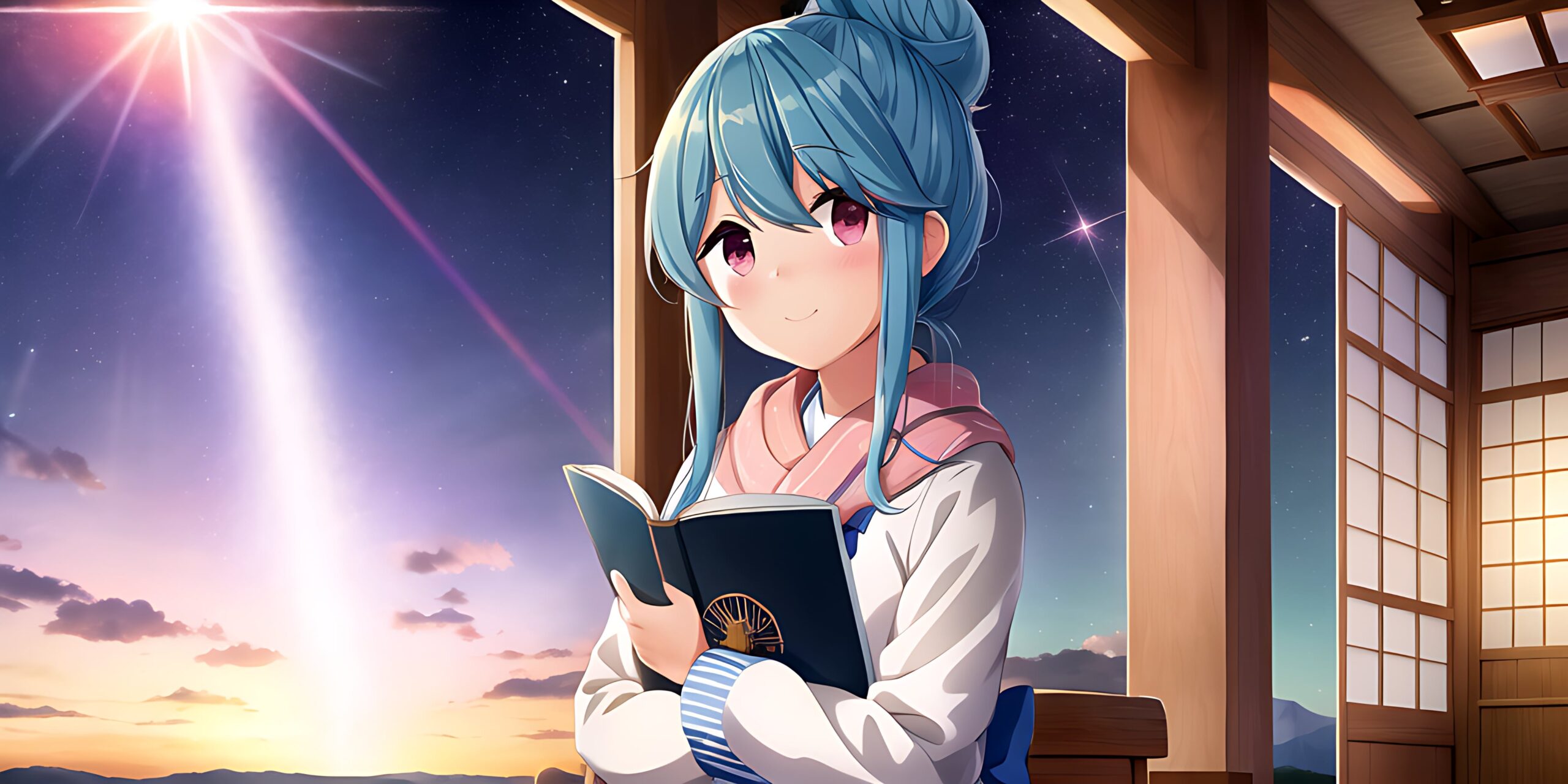 Shima Rin reading a Book