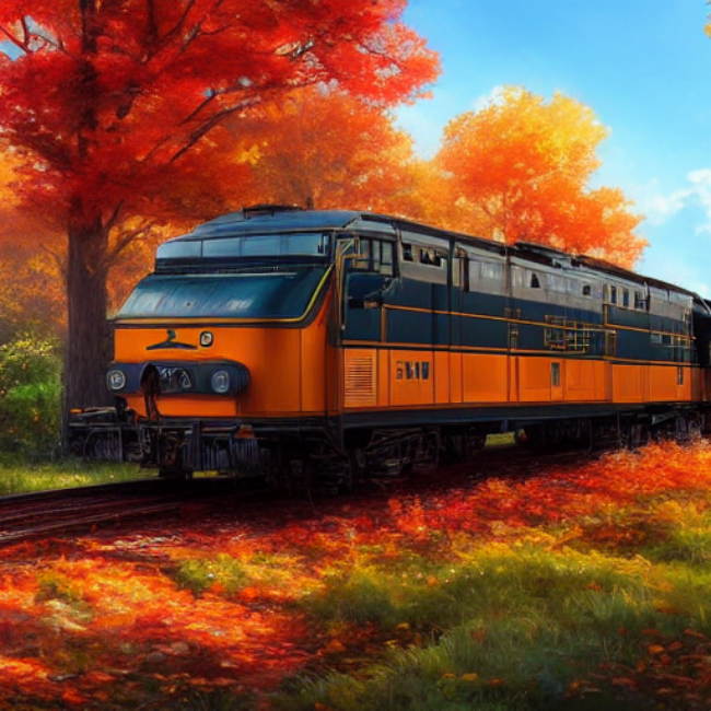 Welcome to Train Thursday again. 🚂 Today, with another digital painting of an old abandoned train in a beautiful and idyllic rural landscape in autumn. This picture was entirely created with artificial intelligence.